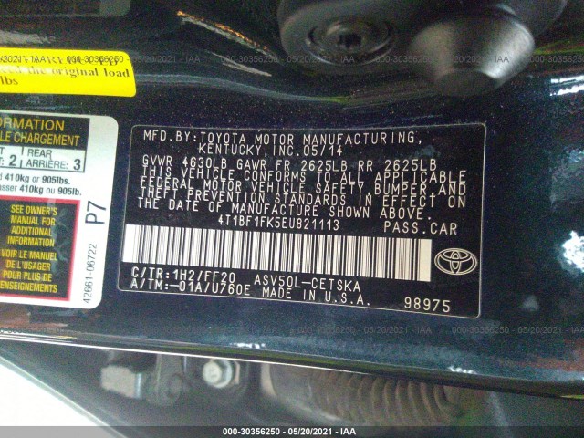 Photo 8 VIN: 4T1BF1FK5EU821113 - TOYOTA CAMRY 