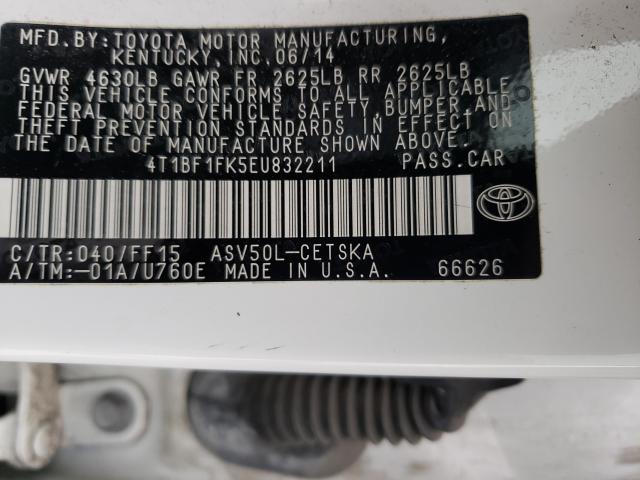 Photo 9 VIN: 4T1BF1FK5EU832211 - TOYOTA CAMRY L 