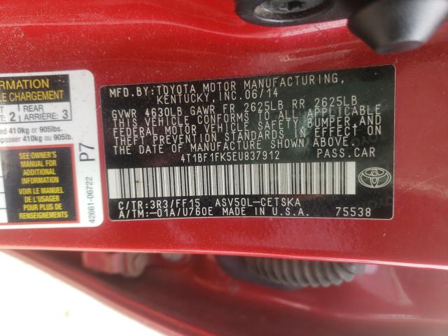 Photo 9 VIN: 4T1BF1FK5EU837912 - TOYOTA CAMRY 