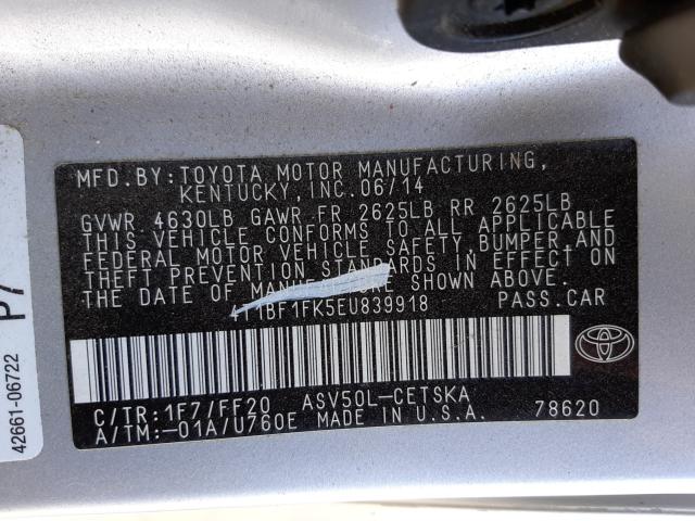 Photo 9 VIN: 4T1BF1FK5EU839918 - TOYOTA CAMRY L 