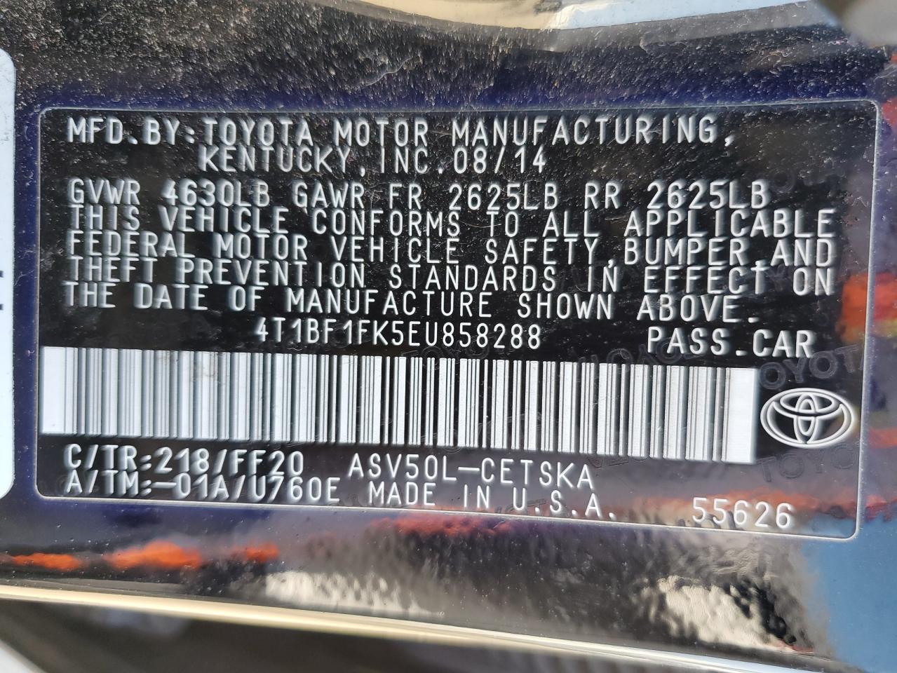 Photo 11 VIN: 4T1BF1FK5EU858288 - TOYOTA CAMRY 