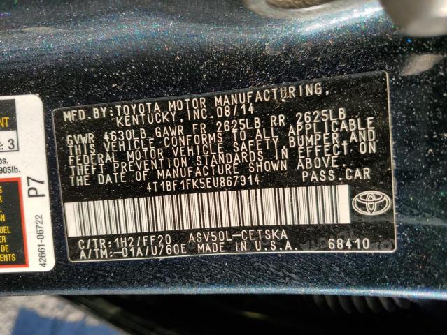 Photo 9 VIN: 4T1BF1FK5EU867914 - TOYOTA CAMRY L 