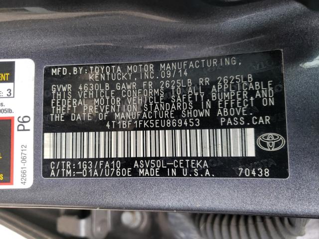 Photo 9 VIN: 4T1BF1FK5EU869453 - TOYOTA CAMRY L 