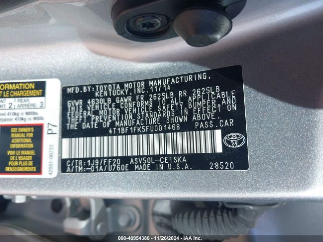 Photo 8 VIN: 4T1BF1FK5FU001468 - TOYOTA CAMRY 