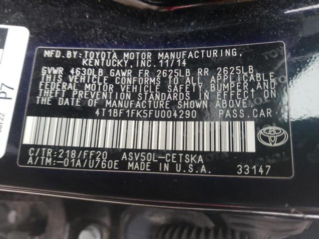 Photo 9 VIN: 4T1BF1FK5FU004290 - TOYOTA CAMRY LE 