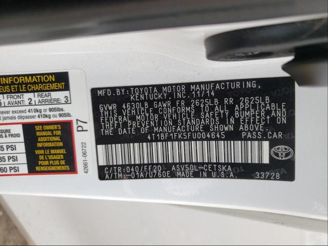 Photo 9 VIN: 4T1BF1FK5FU004645 - TOYOTA CAMRY LE 