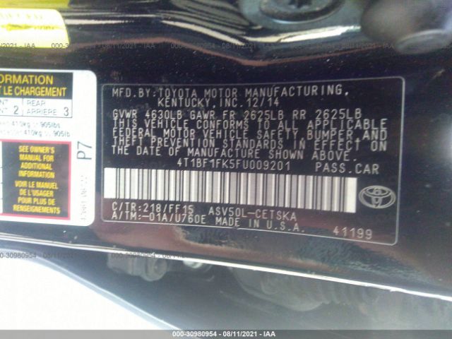 Photo 8 VIN: 4T1BF1FK5FU009201 - TOYOTA CAMRY 