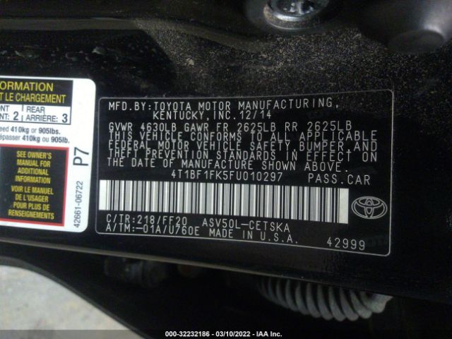 Photo 8 VIN: 4T1BF1FK5FU010297 - TOYOTA CAMRY 