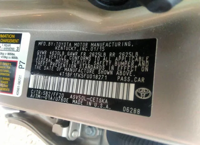 Photo 8 VIN: 4T1BF1FK5FU018271 - TOYOTA CAMRY 