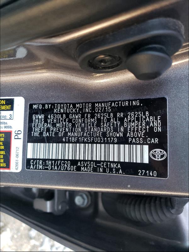 Photo 9 VIN: 4T1BF1FK5FU031179 - TOYOTA CAMRY LE 