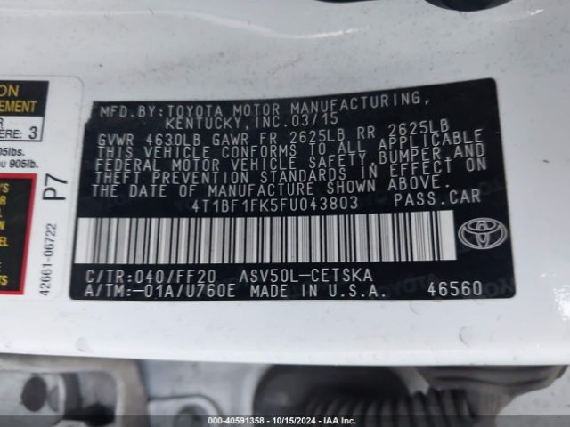 Photo 8 VIN: 4T1BF1FK5FU043803 - TOYOTA CAMRY 