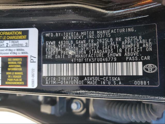 Photo 9 VIN: 4T1BF1FK5FU046779 - TOYOTA CAMRY LE 