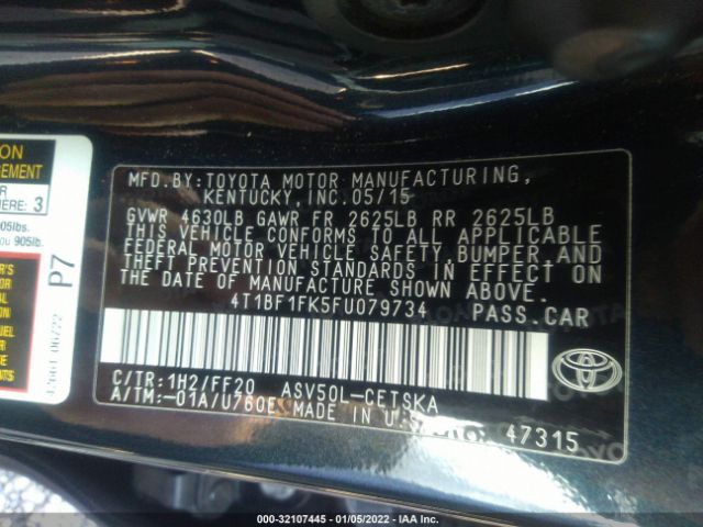 Photo 8 VIN: 4T1BF1FK5FU079734 - TOYOTA CAMRY 