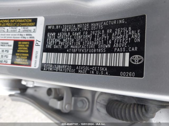 Photo 8 VIN: 4T1BF1FK5FU081855 - TOYOTA CAMRY 