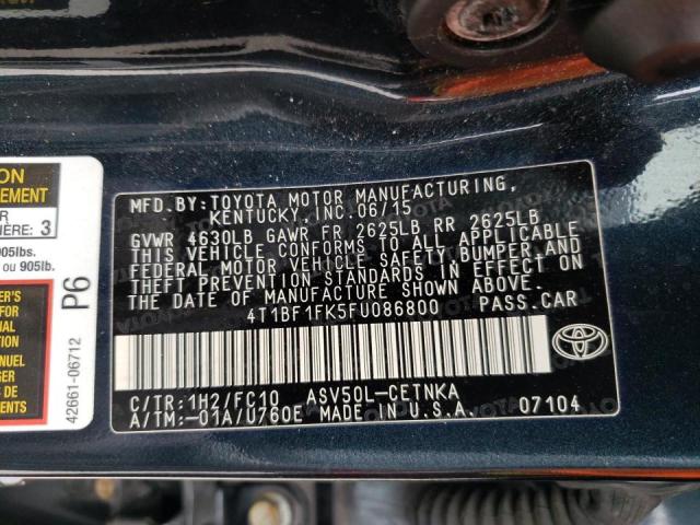 Photo 11 VIN: 4T1BF1FK5FU086800 - TOYOTA CAMRY LE 