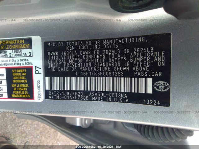 Photo 8 VIN: 4T1BF1FK5FU091253 - TOYOTA CAMRY 