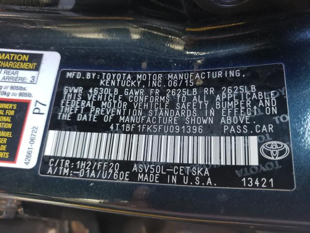 Photo 9 VIN: 4T1BF1FK5FU091396 - TOYOTA CAMRY LE 