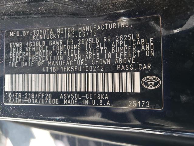 Photo 12 VIN: 4T1BF1FK5FU100212 - TOYOTA CAMRY LE 