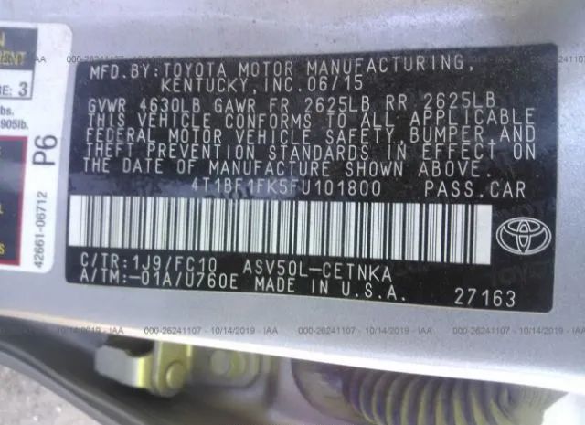 Photo 8 VIN: 4T1BF1FK5FU101800 - TOYOTA CAMRY 