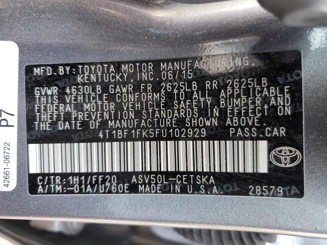 Photo 11 VIN: 4T1BF1FK5FU102929 - TOYOTA CAMRY LE 