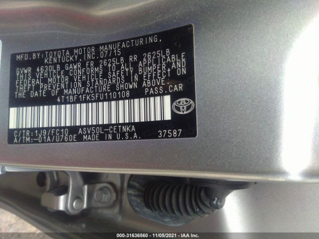 Photo 8 VIN: 4T1BF1FK5FU110108 - TOYOTA CAMRY 