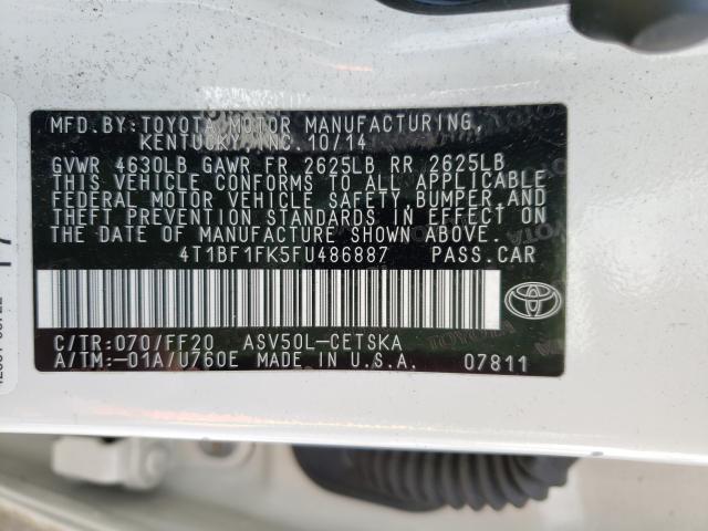 Photo 9 VIN: 4T1BF1FK5FU486887 - TOYOTA CAMRY LE 