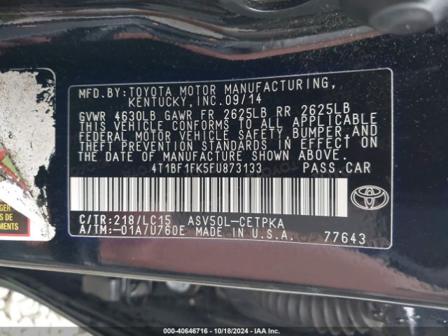 Photo 8 VIN: 4T1BF1FK5FU873133 - TOYOTA CAMRY 