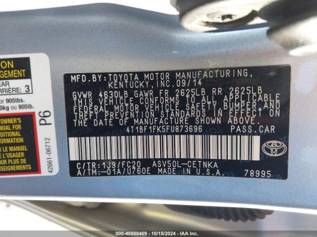 Photo 8 VIN: 4T1BF1FK5FU873696 - TOYOTA CAMRY 