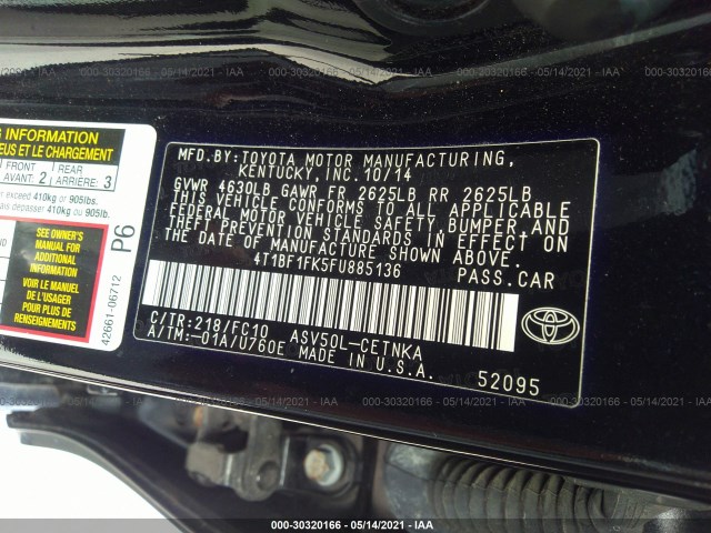 Photo 8 VIN: 4T1BF1FK5FU885136 - TOYOTA CAMRY 