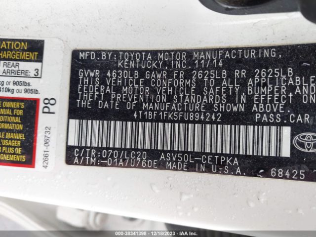 Photo 8 VIN: 4T1BF1FK5FU894242 - TOYOTA CAMRY 