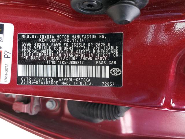 Photo 11 VIN: 4T1BF1FK5FU896847 - TOYOTA CAMRY LE 