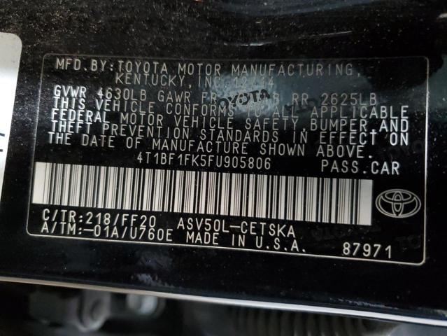 Photo 11 VIN: 4T1BF1FK5FU905806 - TOYOTA CAMRY LE 