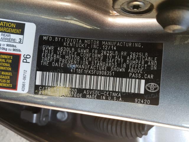 Photo 9 VIN: 4T1BF1FK5FU908351 - TOYOTA CAMRY LE 