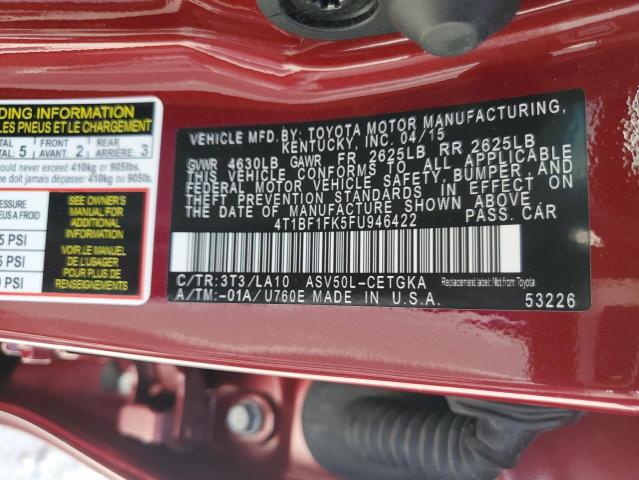 Photo 11 VIN: 4T1BF1FK5FU946422 - TOYOTA CAMRY LE 