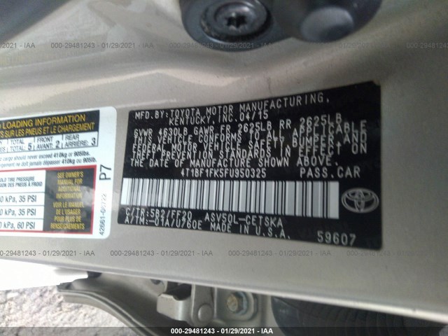 Photo 8 VIN: 4T1BF1FK5FU950325 - TOYOTA CAMRY 