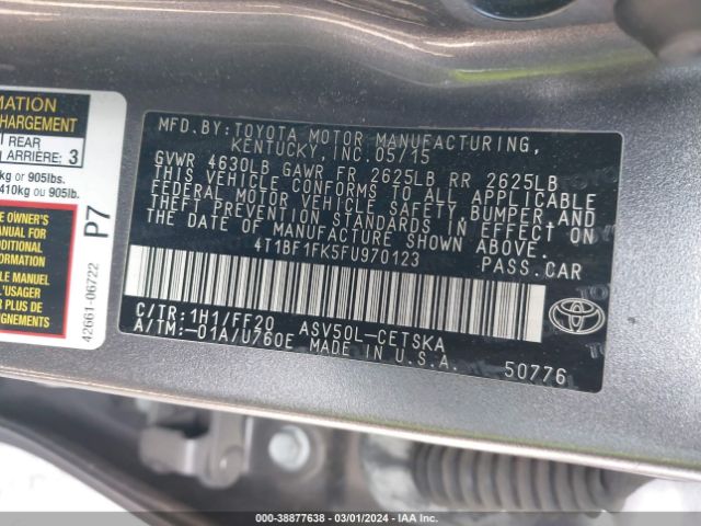 Photo 8 VIN: 4T1BF1FK5FU970123 - TOYOTA CAMRY 