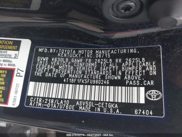 Photo 8 VIN: 4T1BF1FK5FU980246 - TOYOTA CAMRY 