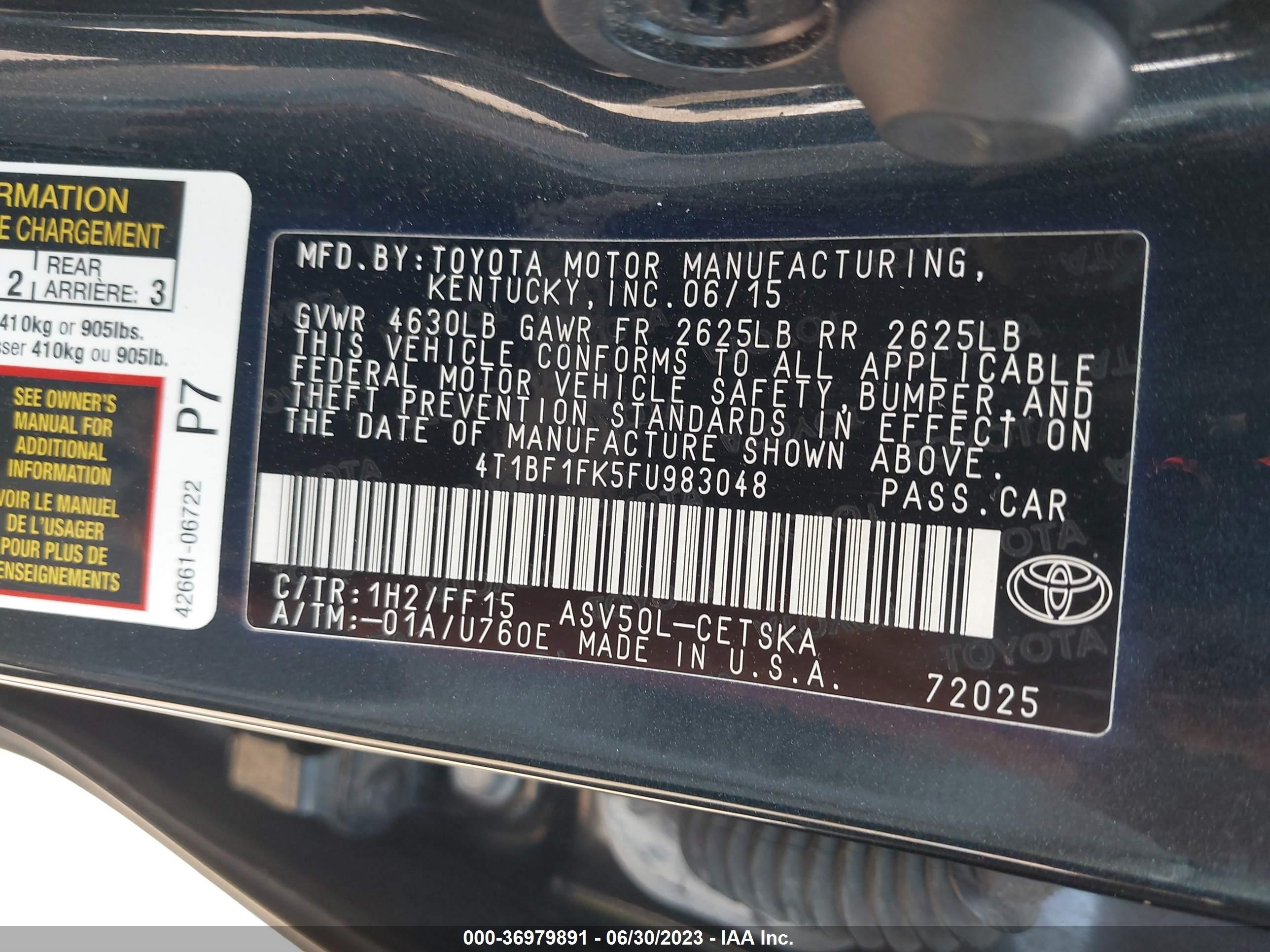 Photo 8 VIN: 4T1BF1FK5FU983048 - TOYOTA CAMRY 