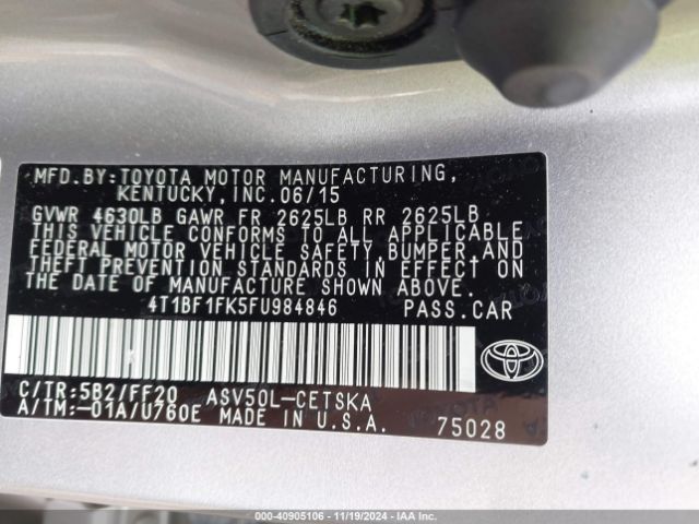 Photo 8 VIN: 4T1BF1FK5FU984846 - TOYOTA CAMRY 