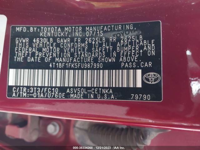 Photo 8 VIN: 4T1BF1FK5FU987990 - TOYOTA CAMRY 