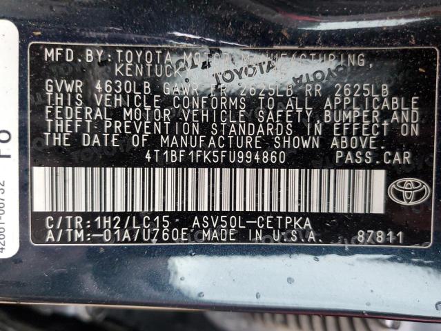 Photo 12 VIN: 4T1BF1FK5FU994860 - TOYOTA CAMRY 