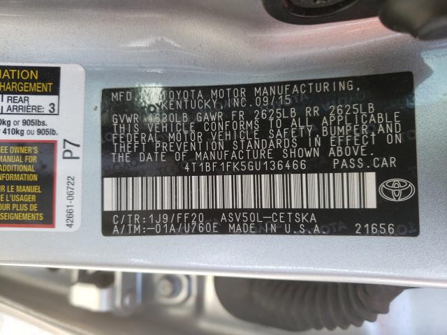 Photo 9 VIN: 4T1BF1FK5GU136466 - TOYOTA CAMRY LE 