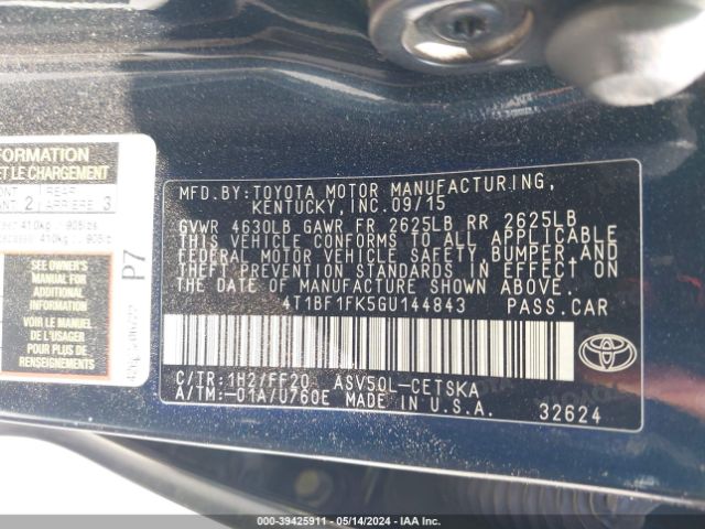 Photo 8 VIN: 4T1BF1FK5GU144843 - TOYOTA CAMRY 