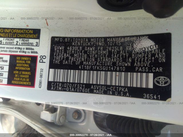 Photo 8 VIN: 4T1BF1FK5GU147810 - TOYOTA CAMRY 