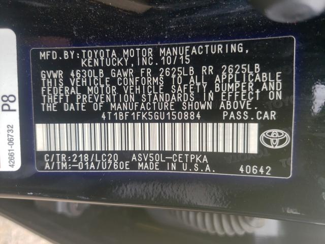 Photo 9 VIN: 4T1BF1FK5GU150884 - TOYOTA CAMRY LE 