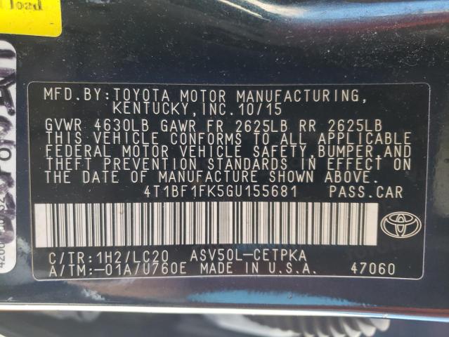 Photo 12 VIN: 4T1BF1FK5GU155681 - TOYOTA CAMRY 