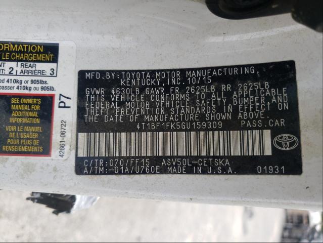 Photo 9 VIN: 4T1BF1FK5GU159309 - TOYOTA CAMRY LE 