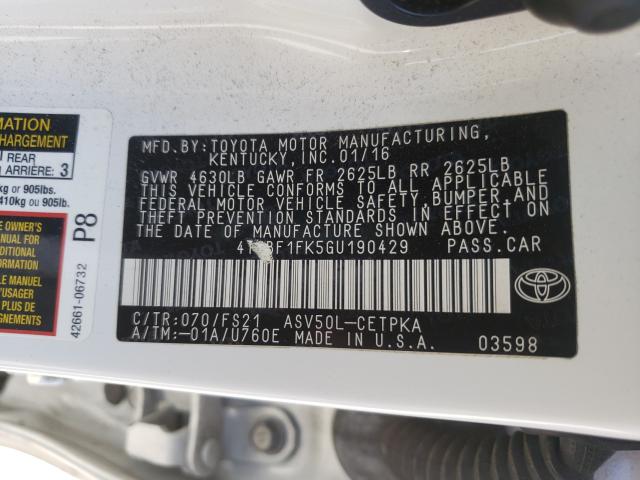 Photo 9 VIN: 4T1BF1FK5GU190429 - TOYOTA CAMRY LE 