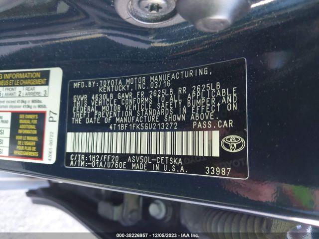 Photo 8 VIN: 4T1BF1FK5GU213272 - TOYOTA CAMRY LE 