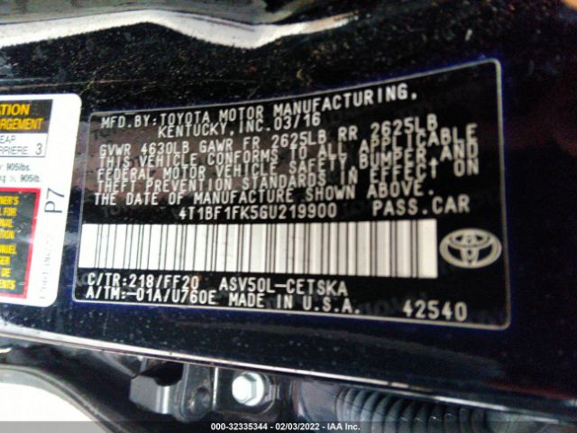 Photo 8 VIN: 4T1BF1FK5GU219900 - TOYOTA CAMRY 